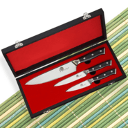 DELLINGER Set Of 3 Dellinger Mirror Ss 3-Layers Knives In Wooden Gift Box - KNIFESTOCK
