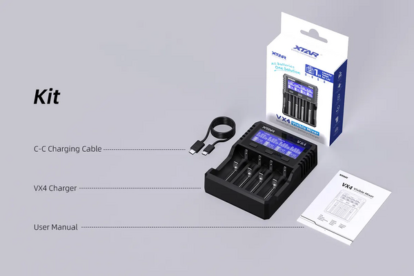 Xtar VX4 KT-charger, 1*C-C USB Cable - KNIFESTOCK