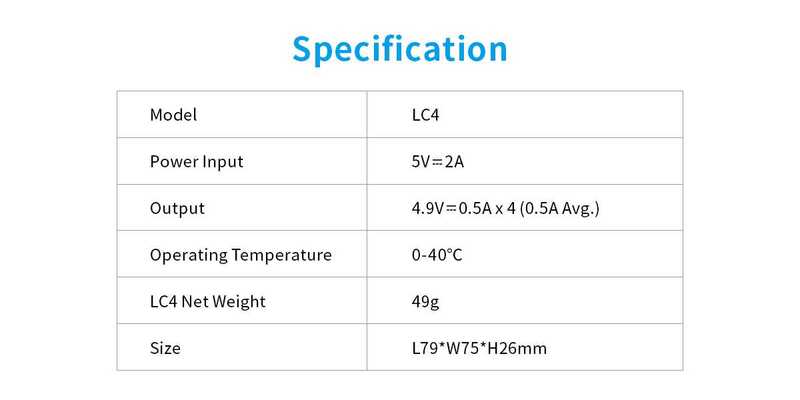 Xtar LC4-Type-C 1.5V Li-ion AA/AAA battery charger, 1*A-C cable - KNIFESTOCK