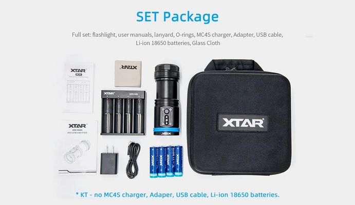 Xtar D30 4000 SET-flashlight, MC4S charger - KNIFESTOCK