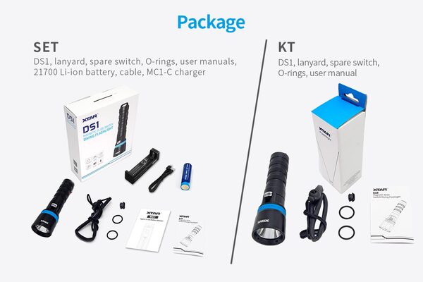 Xtar DS1 KT-flashlight, O-ring, Manual, Lanyard, Spare switch - KNIFESTOCK