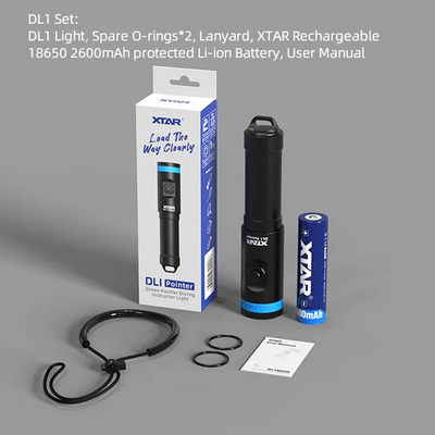 Xtar DL1 SET-flashlight, lanyard, extra O-ring, 18650 2600mAh - KNIFESTOCK