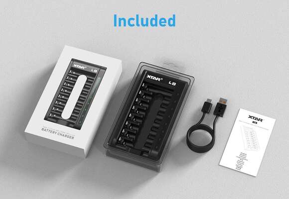 Xtar L8-The Fastest Type-C 1.5V Li-ion and 1.2V Ni-MH AA/AAA battery charger - KNIFESTOCK