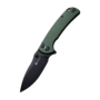 SENCUT Green Canvas Micarta Handle Black 9Cr18MoV Blade Button Lock S23032-3
