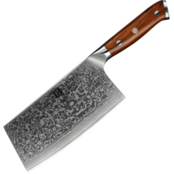 XINZUO B13R cuțit satâr chinezesc de 7 inch, lemn de trandafir natural cu trei nituri, 67 straturi D - KNIFESTOCK