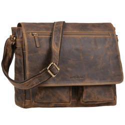 GreenBurry Vintage Leather Shoulder Bag with Laptot compartment Antique brown 35x32cm - KNIFESTOCK