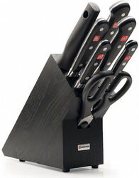 WUSTHOF set CLASSIC 8-delig, blok, schaar, aanzetstaal en keukenmessen, donker - KNIFESTOCK
