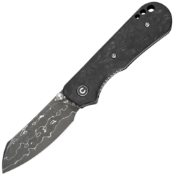 Civivi Crabby Shredded Carbon Fiber HandleDamascus BladeLiner Lock - KNIFESTOCK