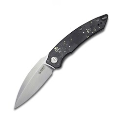 KUBEY Leaf Liner Lock Front Flipper Couteau Pliant Noir Noir Or CF et Manche en Résine KU333D - KNIFESTOCK