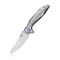KUBEY Nova Couteau Pliant à Lame Flipper avec Verrouillage Frame Gris Manche en Titane 6AL4V KU235F - KNIFESTOCK