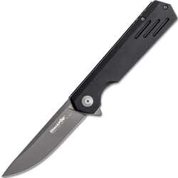 BLACK FOX Revolver Harmaa Suora Terä, Musta G10 Kahvat, Liner Lock BF-740 TI - KNIFESTOCK