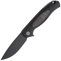 Petrified Fish PFB03 Stamp Black Stonewashed D2 Carbon Fiber With Black G10 PFB03DDW - KNIFESTOCK