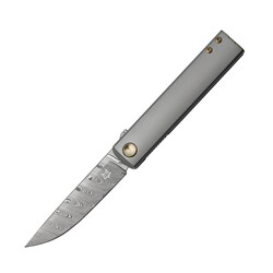 Fox Knives FOX CHNOPS VOUWMES DAMASTEEL DS93X, TITANIUM GESTRAALDE HANDGREEP EN SPACER BRONS KLEUR - KNIFESTOCK