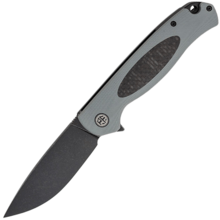 Petrified Fish PFB03 Stamp Black Stonewashed D2 Carbon Fiber With Gray G10 PFB03GADW - KNIFESTOCK