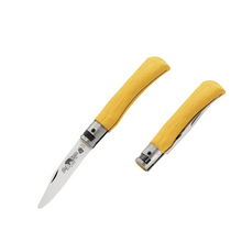 OLD BEAR® S - SATIN STAINLESS STEEL, YELLOW LAMINATED HANDLE, ROUNDED TIP 9357/17_MGK - KNIFESTOCK