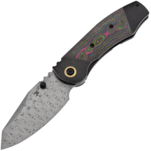 Kansept CAVEMAN Damascus,Blackwash Ti, 80's CamoCarbon K1110B3 - KNIFESTOCK