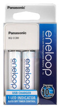 Panasonic Eneloop Oplader BQ-CC80 USB + 2 x R6 Eneloop 2000 mAh K-KJ80MCC20USB - KNIFESTOCK