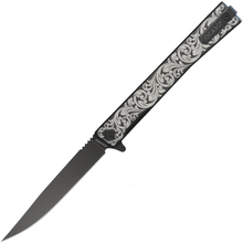Ocaso Solstice Engraved Titanium + Black / Scroll Pattern 10ESB - KNIFESTOCK