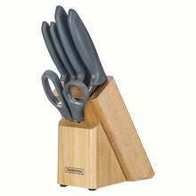 Tramontina Plenus 6 db/szett kés ollóval fa állványban, szürke 23498/615 - KNIFESTOCK