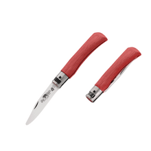 OLD BEAR® S - SATIN STAINLESS STEEL, RED LAMINATED HANDLE, ROUNDED TIP 9357/17_MRK - KNIFESTOCK
