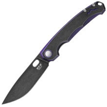 MKM ECLIPSE tela in titanio anodizzato viola con finitura Stonewash + overlay in titanio Dark Stonew - KNIFESTOCK