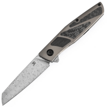 KANSEPT Cru Damascus 0.118" / 3.0mm Bronze Anodized Titanium & Twill Carbon Fiber K1092A4 - KNIFESTOCK