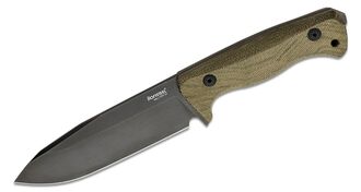 Lionsteel Fixed blade, CPM 3V OLD BLACK blade,  GREEN  CANVAS  handle with Kydex sheath T6B 3V CVG - KNIFESTOCK