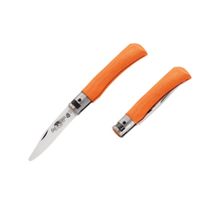 OLD BEAR® S - SATIN STAINLESS STEEL, ORANGE LAMINATED HANDLE, ROUNDED TIP 9357/17_MOK - KNIFESTOCK