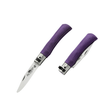 OLD BEAR® S - SATIN STAINLESS STEEL, PURPLE LAMINATED HANDLE, ROUNDED TIP 9357/17_MPK - KNIFESTOCK