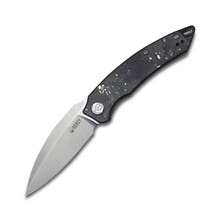 KUBEY Leaf Liner Lock Front Flipper Couteau Pliant Noir Noir Or CF et Manche en Résine KU333D - KNIFESTOCK