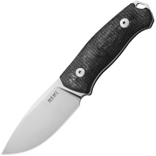 MKM SMALL LOV – M390 SATIN blad, MARBLE KOLFIBER handtag, +FICKA LÄDERSLIDA - KNIFESTOCK