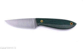 Brisa Bobtail 80-Green micarta 12C27 Flat Sheath Bobtail 80 Leather BRS-034-9958-1550 - KNIFESTOCK