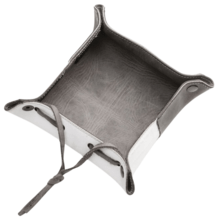 MKM EDC VALET TRAY – FOLDABLE, GREY/WHITE 100% VEGETABLE TANNED LEATHER IN TUSCANY MK VTF-1 - KNIFESTOCK