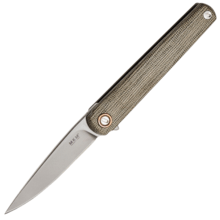 MKM FLAME avec manche en micarta vert canvas et cadre en titane sablé BÖHLER M390 - DROP POINT MK FL - KNIFESTOCK