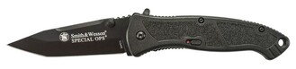 Smith and Wesson Large Special Ops T6061 Vliegtuig Aluminium Zwart Handvat met Zwart Gecoate Tanto - KNIFESTOCK