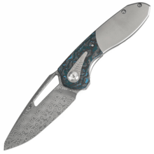 KANSEPT Thoth Damascus 0.137''/3.5mm Bead Blasted Titanium + Arctic Storm Fatcarbon K1075A2 - KNIFESTOCK