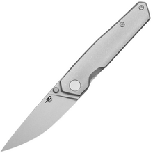 Bestech Knives VK-KUZE Dark Bead Blast Drop Point Blade, Stonewashed Titanium Handles - BT2504B - KNIFESTOCK