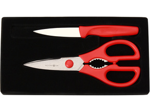 Wüsthof készlet konyhai olló 21 cm és zöldségvágó kés 8 cm D9354r piros - KNIFESTOCK