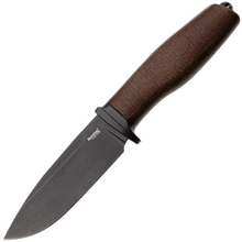Lion Steel Feststehendes Messer M390 SCHWARZE Klinge, NATÜRLICHES Burlap, Ti-Parierstange, Ledersche - KNIFESTOCK