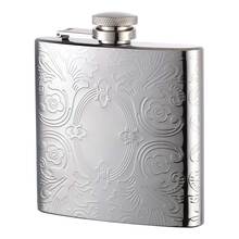 Herbertz Flasque de poche Herbertz, 170 ml, acier inoxydable, poli, motif floral, fermeture sécurisé - KNIFESTOCK