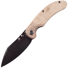 KANSEPT Nesstreet Black Stonewashed CPM-S35VN, Brown Canvas Micarta K1039A4 - KNIFESTOCK