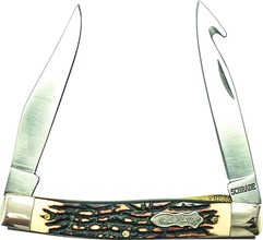 Schrade Pro Skinner 2 Blade Muskrat cu lamă Clip Point & Clip Point cu cârlig pentru jupuire & bloca - KNIFESTOCK