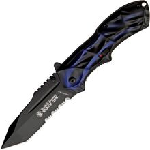 Smith and Wesson Black Ops 3 met blauwe handgreep, met 40% gekarteld tanto lemmet - KNIFESTOCK