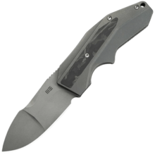 WE Knife Coral Gray Titanium Handle With Marble Carbon Fiber InlayGray Stonewashed CPM 20CV Blade - KNIFESTOCK