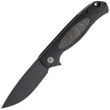 Petrified Fish PFB03 Stamp Black Stonewashed D2 Carbon Fiber With Black G10 PFB03DDW - KNIFESTOCK