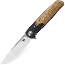 Bestech ASCOT 14C28N, Satin, Interlayer with Carbon Fiber and G10+ lightburl wood BG19D - KNIFESTOCK