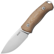 MKM SMALL LOV – M390 SATIN blad, NATURAL CANVAS MICARTA handtag, +FICKA LÄDER SLIDA - KNIFESTOCK