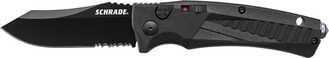 Schrade Black Clip Point 40% Ser Blade, Oțel AUS-8, Blocare cu Buton, Mâner din Aluminiu cu Spargăto - KNIFESTOCK