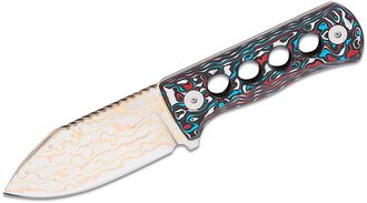 QSP Knife Canary Neck Knife Brass Copper Damascus Red White Blue CF QS141-H - KNIFESTOCK