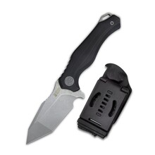KUBEY Golf Couteau Fixe Lame Stonewashed AUS-10 Manche Noir G-10 avec Étui Kydex KU230E - KNIFESTOCK